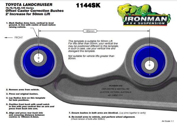 LC71 POLYURETHANE CASTER CORRECTION – 2° OFFSET